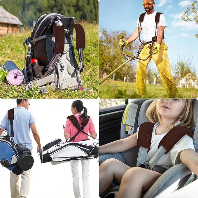 ZINZ 2-Pack Universal Shoulder Pad with Ultra-thick Cushion for Bag, Luggage Bag, Crossbody - Plus Long, Anti-Slip & Breathable, Brown