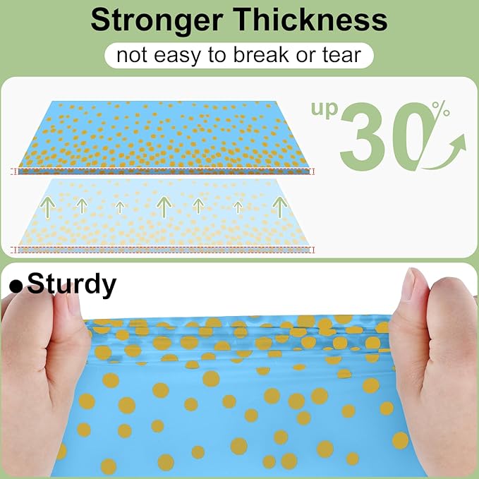 misaya 3 Packs Dot Disposable Table Cloth, 54 x 108 Inch Waterproof Plastic Tablecloth, Rectangle Gold Dots in Light Blue Table Covers for Picnic, Birthday, Party