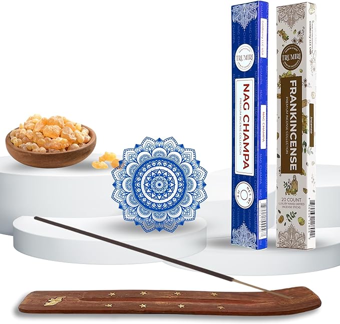 Trumiri Incense Sticks - Combo Pack of 35 Insence-Sticks - 15 Nag Champa + 20 Frankincense - Insenses - Insents - Incents - Inscense - Incence - Incienso - All Natural Incense Sticks