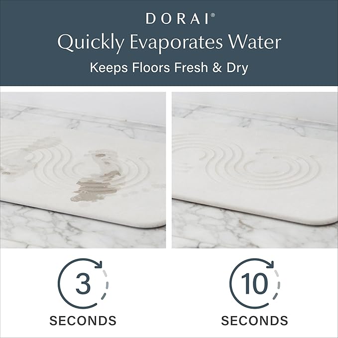 Dorai Home Bath Stone Mat 23.6"x15.4" – Quick-Dry, Non-Slip Diatomite Stone Bath Mat for Bathroom, Zen Sandstone