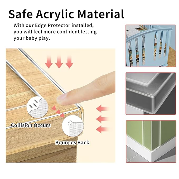 2-Pack Baby Proofing Edge Protector for Baby, 2in x 9.84Ft, Clear Edge Protector Strip Sharp Edge Wrap Cover Tape, Corner Bumpers for Furniture, Crib Rail Covers for Teething