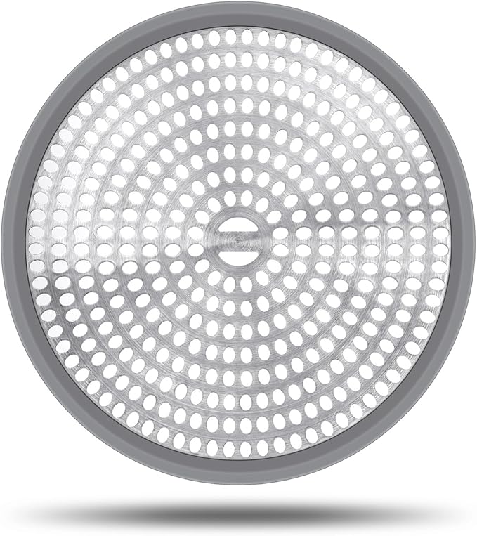 LEKEYE Shower Hair Catcher Drain Protector Strainer - Steel & Silicone 2 Pack