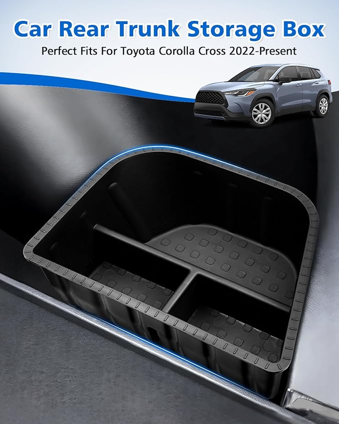 Karltys Trunk Organizer for SUV, 2 Pcs Car Trunk Organizer Waterproof Trunk Storage Bin Boxes, Rear Trunk Organizer Side Pockets for Toyota Corolla Cross Accessories 2022-2025 2026 (Not for Hybrid)