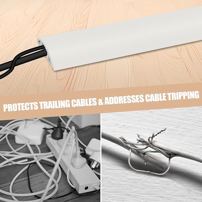 Floor Cord Cover Cable Cavity Self Adhesive Cord Hider Floor 10FT Floor Cable Management Power Cord Protector Floor Electric Cord Covers for Offices, Gym, Exhibitions (Beige, 1.18" x 20')