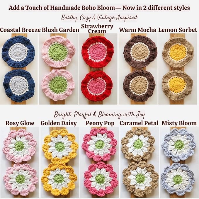 Cotton Car Coasters 2pc Car Cup Coasters Cute car Accessories for Women car Coaster for Cup Holders (Caramel Petal)