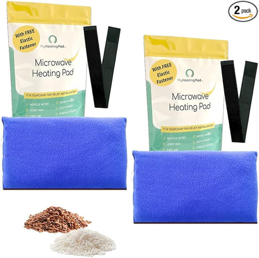 My Heating Pad for a Better Comfort - Moist Microwavable Heating Pads for Joint Pain and Sore Muscles - Microwave Hot Pack Heat Pad for Cramps - Chilled or Heated Pad Therapy Pillow - 2 Packs Blue