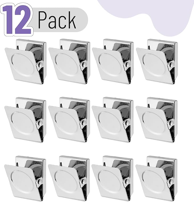 Mr. Pen- Magnetic Clips, 12 Pack, 1.5", Silver, Metal Magnetic Clips for Refrigerator