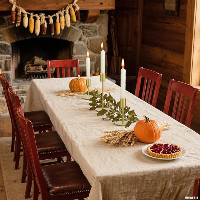 Taper Candle Holder Set of 6, Brass Gold Tall Candlestick Holders, Metal Vintage Candle Stickers Long Holder Set, Pillar Decorative Candle Holder Fits 3/4 Inch Candle for Wedding (Gold-6 Packs)