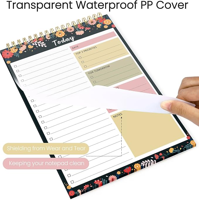 CICPAP To Do List Notepad - To Do List Notebook for Work with 52 Sheets, Undated Daily Planner Perfect for Enhanced Productivity and Goal Achievement - Black Floral