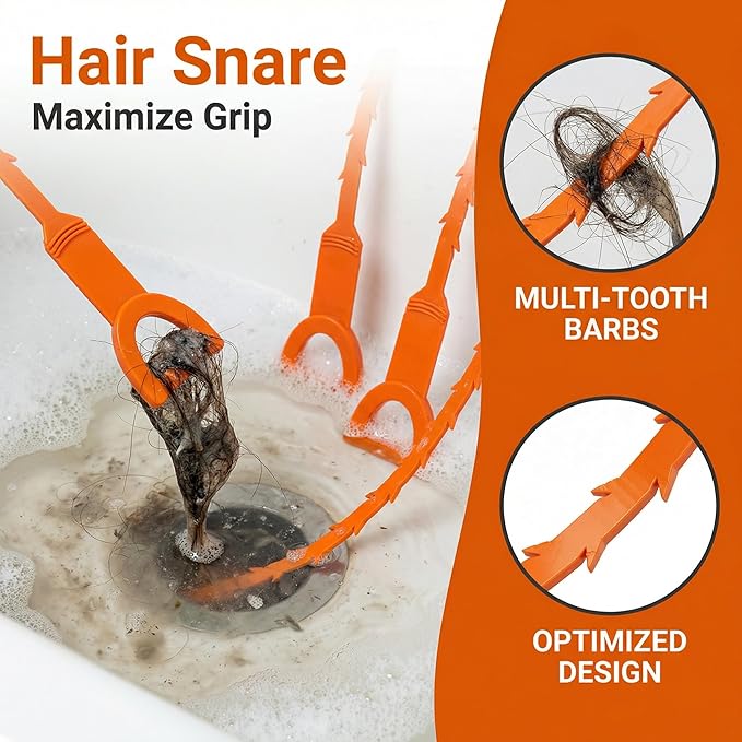 3 PCS Drain Snake Hair Catcher Clog Remover Tool, Shower Snake Hook Sink Unclogger Tool Hair Remover, Drain Clog Remover Cleaning Tools Plumbing Snake for Sewer
