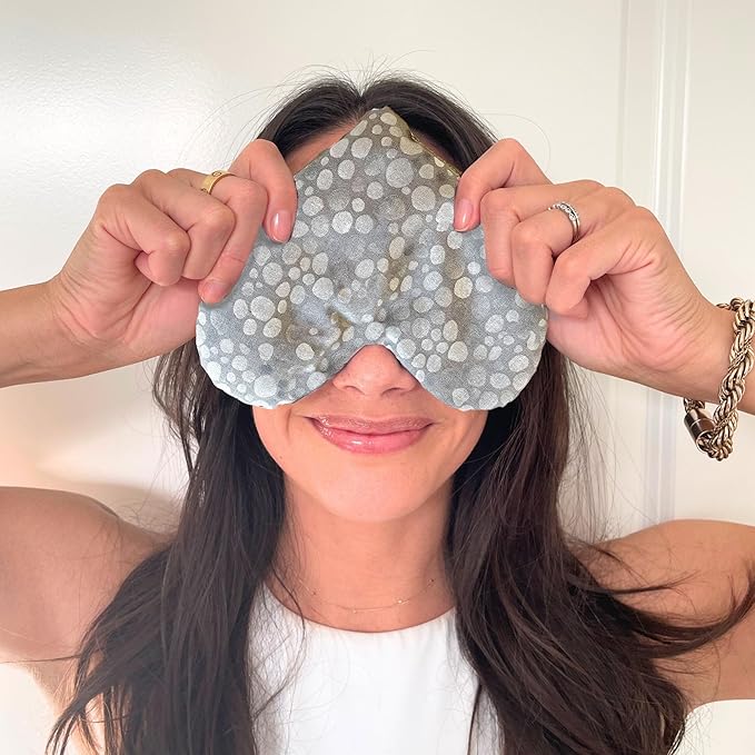 Cooling Eye Pillow with Lavender – Grey Dot Heart Mask for Puffy Eyes, Stress Relief, Sensory Recovery – Meditation & Bedtime Calm Gift Under $40