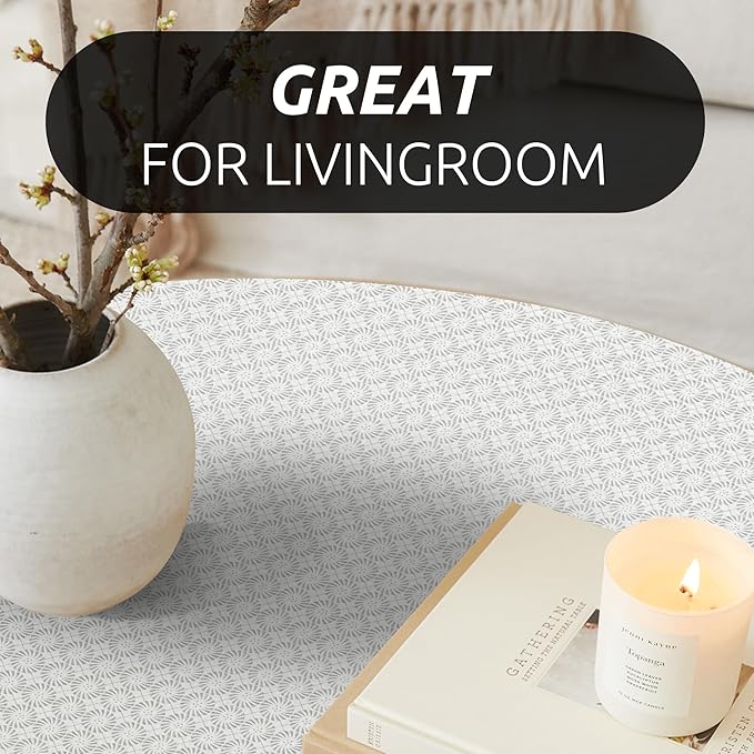 RAY STAR 12X120 Inch Shelf Liner for Kitchen Cabinets, Non-Adhesive Cabinet Liner Washable, PVC Drawer Liner for Dresser Non-Slip Bathroom (White Circle)(2 Roll)