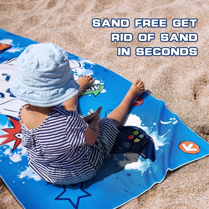 WERNNSAI Game Kids Beach Towel for Boys - 30” x 60” Quick Dry Sand-Free Swim Towels for Boys Super Soft Absorbent Towel, Pool Camping Travel Bath Towel for Outdoor Sports Picnic