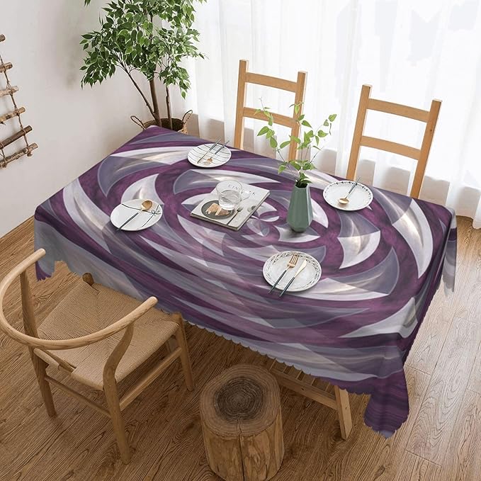 VIMPEYDON Fractal Table Cloth for Dining Tables, Reusable Sphere Blooming Flower Rose-Like Colored Image Different Details Tablecloths Decor Rectangle Table Cover for Kitchen, Holiday, Party, 54x72Inch