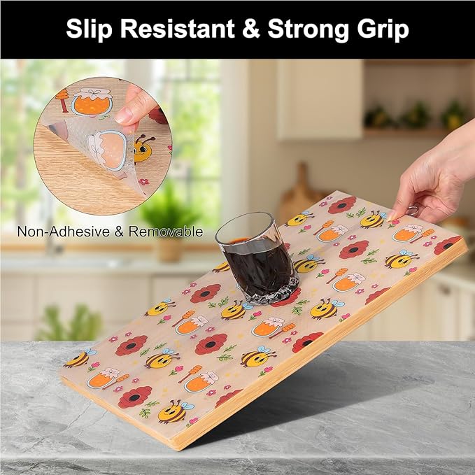 Cooyes Shelf Liner – Non-Slip Cabinet & Drawer Liner for Kitchen – Non-Adhesive Waterproof Shelf Paper with Modern Pattern – Durable EVA Cabinet Mat – Easy to Cut (Buff,17.5" W x 78.7" L)
