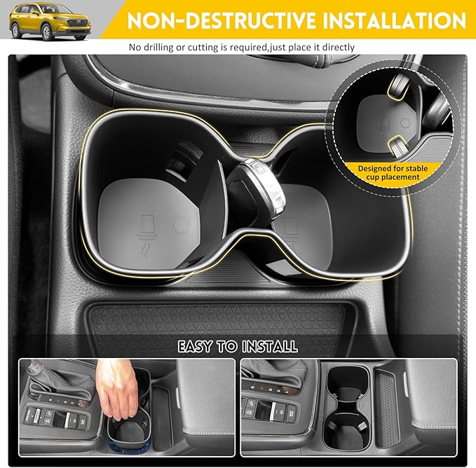 Cup Holder for 2023-2025 Honda CRV Center Console Cup Holder Insert TPE Cupholder Coaster Liner for 2023 2024 2025 CR-V Interior Accessories Black