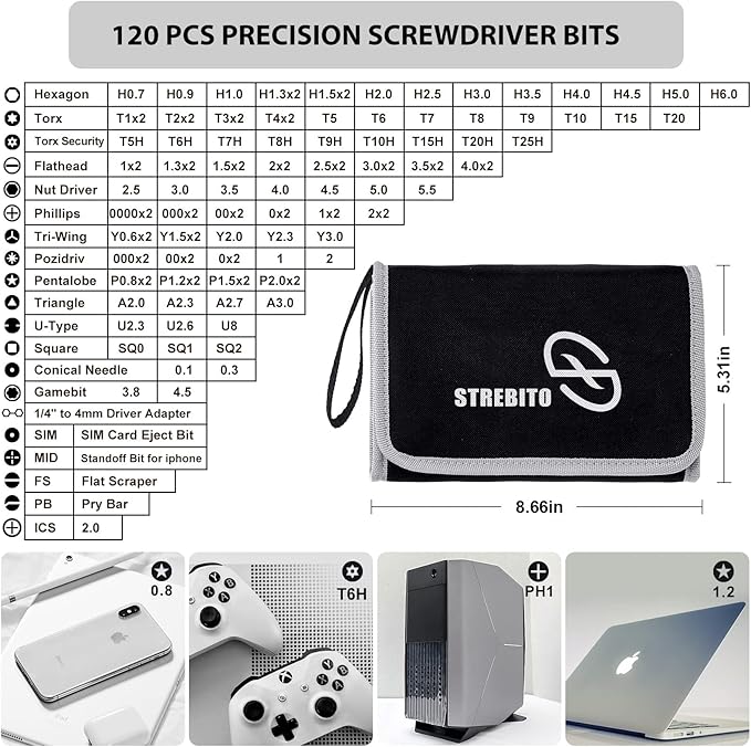 STREBITO Precision Screwdriver Set 142-Piece Computer Tool Kit, Magnetic Screwdriver Set, Laptop Screwdriver Kit, Electronic Repair Kit, Tech Toolkit for PC, Phone, Macbook, Nintendo, PS4, Xbox Controller