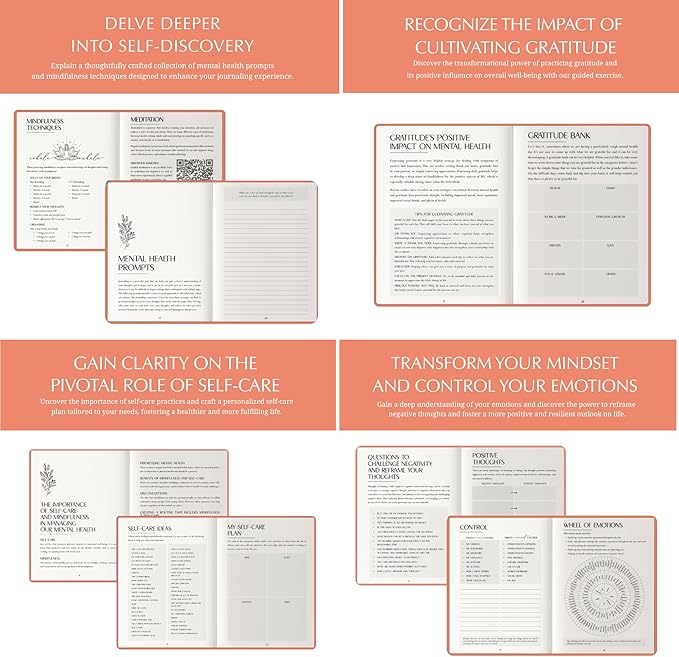 FINDING BALANCE Mental Health Journal – 6-Month Daily Journal with Prompts for Mindfulness, Self-Care & Healing – Anxiety & Depression Relief – Hardcover