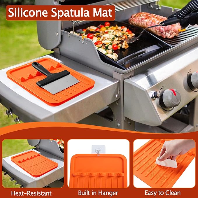 Upgraded Griddle Cleaning Kit for Blackstone 20 Pieces Flat Top Grill Accessories Cleaner Tool Set, with Griddle Scraper, Heat-Resistant Silicone Spatula Mat with Hanger, Grill Stone, Griddle Brush