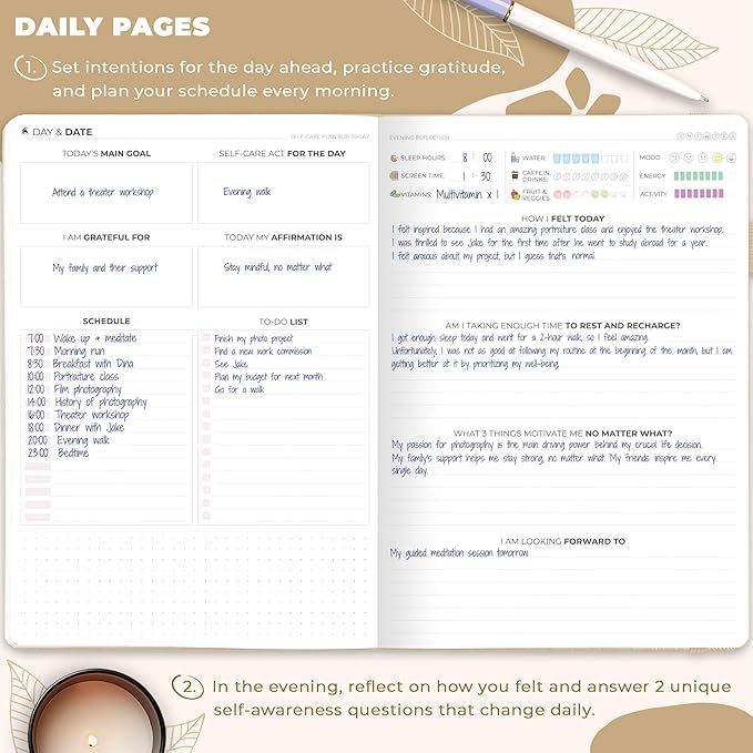 Clever Fox Self-Care Journal – Wellness & Daily Reflection Notebook – Mental Health & Personal Development Journal – Self-Care, Meditation & Mood Journal for Women & Men – Large (Seashell)