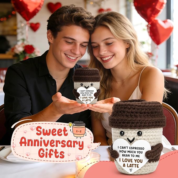 Agantree art Anniversary Women Men Her Him Gifts for Girlfriend Boyfriend Father s Day Gift for Husband Wife Birthday Graduation Coffee Lover Couple Crochet Coffee Mug Decor I Love You Her Dad