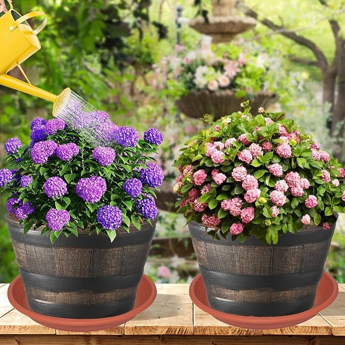 Grjoprt 2 Pack of Plant Saucer 12 inch, 12 inch Plastic Plant Drip Trays, Heavy Duty Plant Trays for Indoors no Holes, Plant Water Tray for Planters (Terracotta)