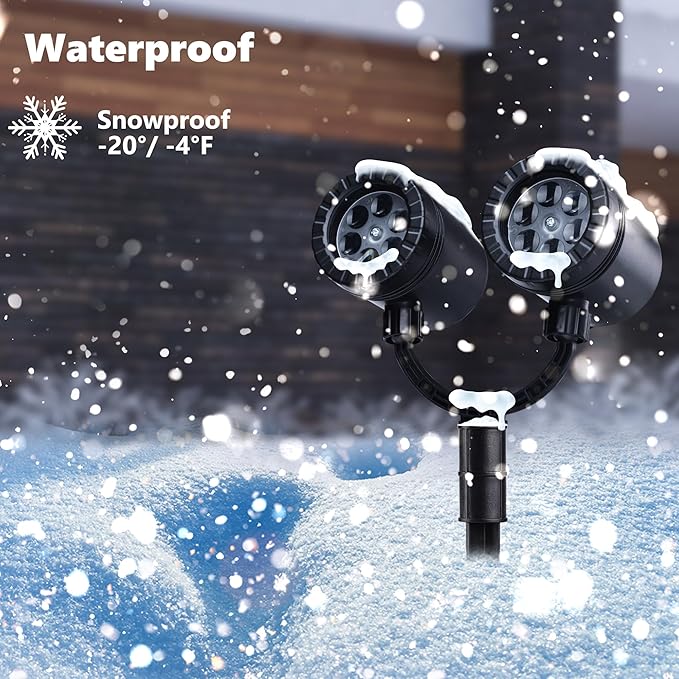 Toodour Halloween Projector Lights Outdoor, Double Head Dynamic Halloween Lights Projector with Timer, Waterproof White Ghost Decorations Light for Indoor Outdoor Home Window Wall Decorations