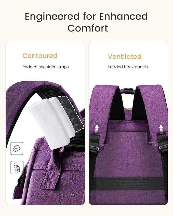 LOVEVOOK Laptop Backpack for Women with Giant Tumbler Holder Pocket,17 inch Waterproof Travel Backpack Purse Computer Laptop Bag,Professional Work College Nurse Teacher Backpack Daypack,Light Purple