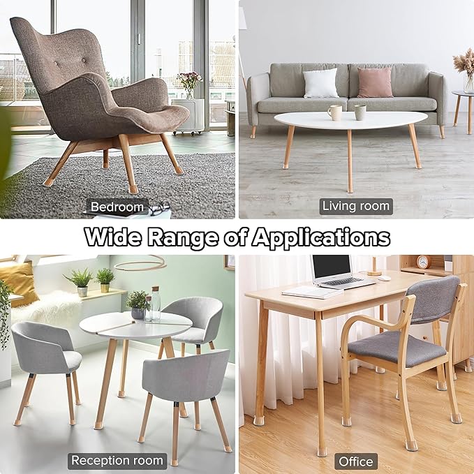 24PCS Upgraded Silicone Chair Leg Floor Protectors for Hardwood Floors, Furniture Sliders for Chair Legs, Felt Bottom Furniture Pads, Anti-Slip Round & Square Cap Covers to Prevent Scratches and Reduce Noise