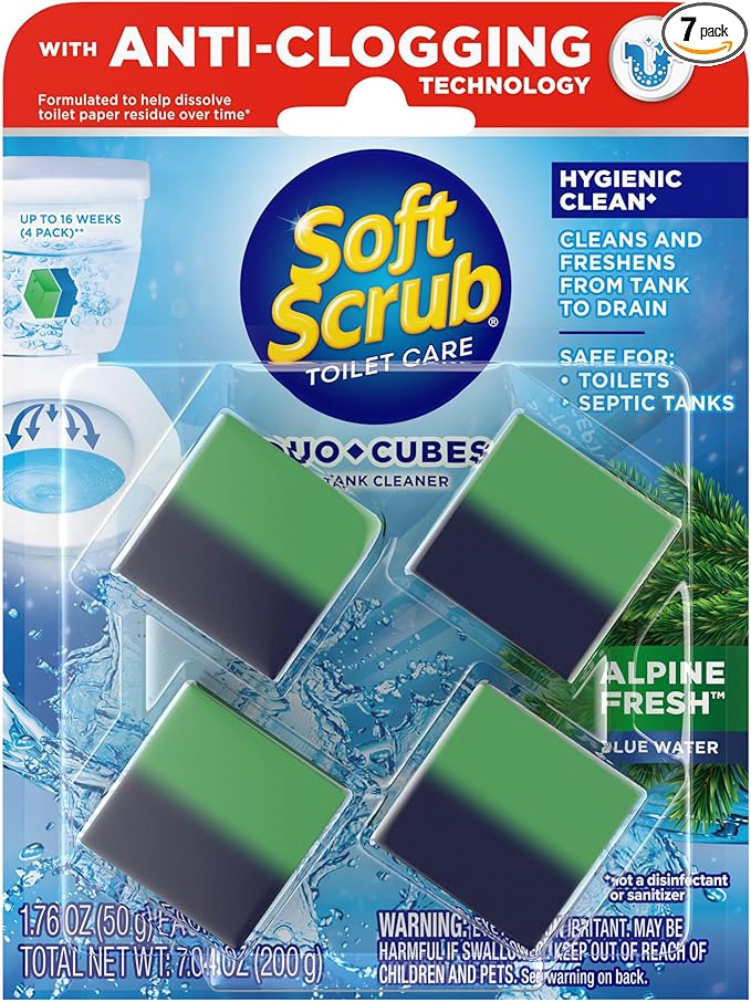 Soft Scrub in-Tank Toilet Cleaner Duo-Cubes, Alpine Fresh, 4Count (Pack of 7)