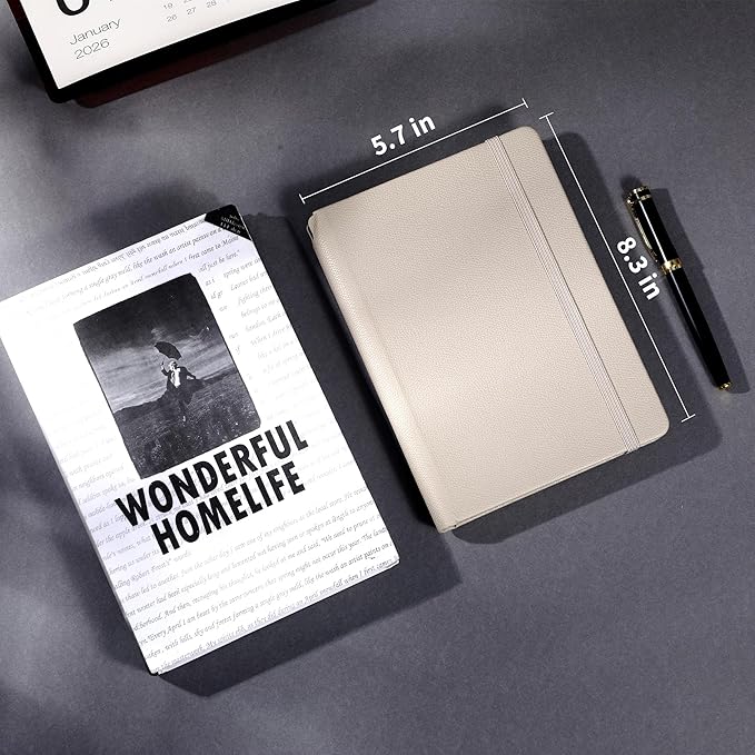 CAGIE Textured Hardcover Lined Journal for Women and Men, A5 Leather Journal Notebook with 256 Pages, 100GSM Paper – College Ruled Journaling Notebook for Writing, Work, School, Daily Diary