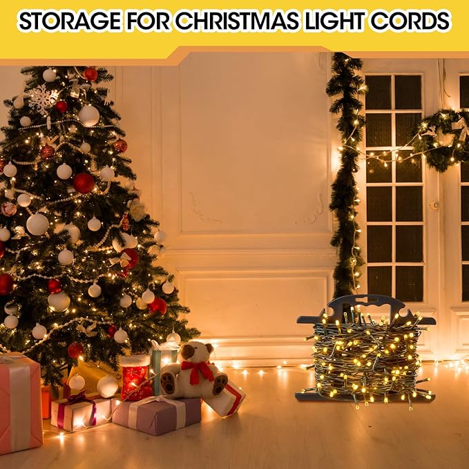 Ripeng 1 Pcs ABS Heavy Duty Extension Cord Storage Reel, Portable Christmas Light Storage Cord Organizer, Portable Hose Organizer Wrap-holds 100 Feet, H-shape Reel (Black)