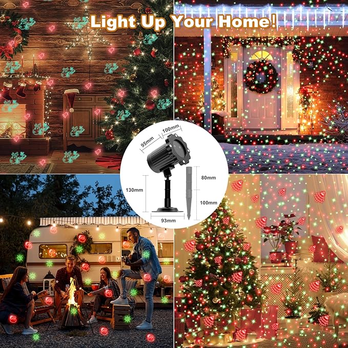 Christmas Projector Lights Outdoor, Waterproof Christmas Decorations Led Lights Projector with Remote Control Timer Indoor Firefly Light for Xmas Yard Garden Holiday Party Home Decor Landscape Patio