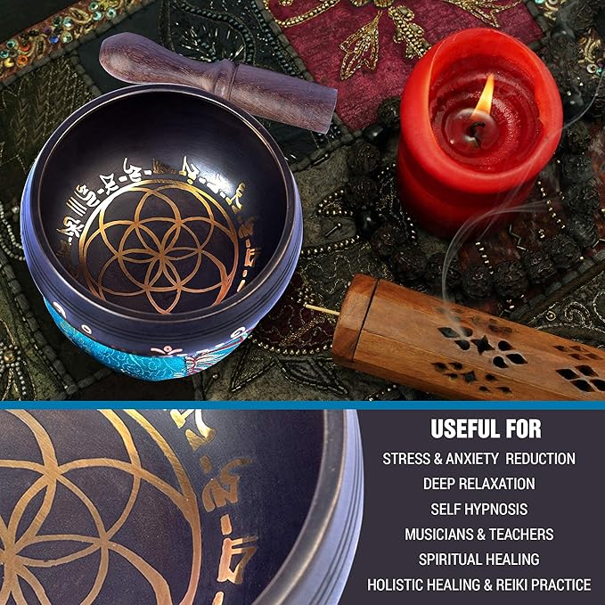 Tibetan Singing Bowl Set Brass - Master Healing Grade - Authentic Handcrafted Sound Bowl by Himalayan Bazaar