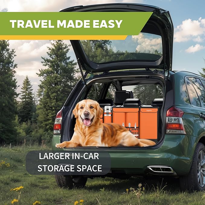 Backseat Hanging Trunk Organizer for SUVs, Cars, Trucks & MPVs | Multi-Pocket Storage with Anti-Slip Straps | Space-Saving Auto Accessory for Men & Women | Orange, 37.8" x 18.1" - K230