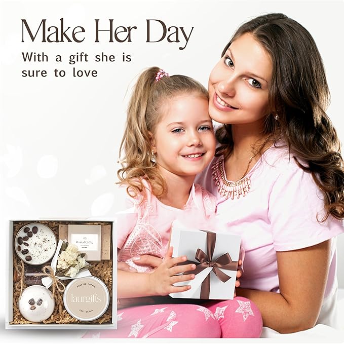 Coffee Spa Gift Baskets for Women – Scented Self Care Shower Essential - Elegant Kit for Mom, Wife, Sister, Friend - Body Bath Set - Aromatic Box for Occasions - Home Spa-Inspired