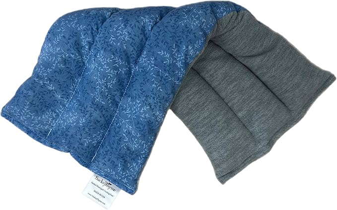 SacksyThyme Microwave Heating Pad for Back, Neck, Menstrual Cramps, Shoulders, Leg Pain Relief - Hot Moist Microwavable Therapy Pack - Blue Unscented Flaxseed Heat Pad Made in USA (Size: 18” x 7”)