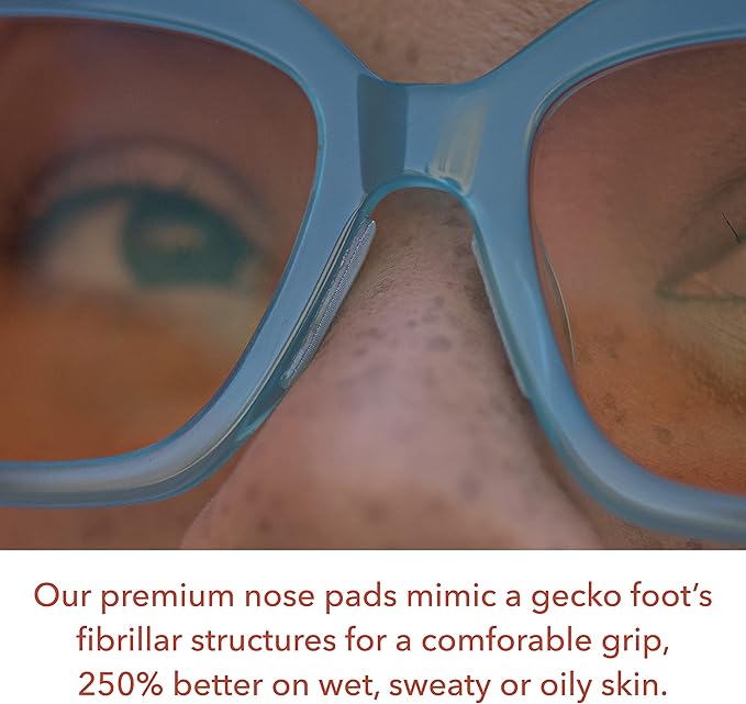 Setex Gecko Grip 1.8mm Thick Anti-Slip Eyeglass Nose Pads, (Bulk Pack 15 Clear Pair) USA Made, 2500 Innovative Microstructured Fibers per Nose Pad, 1.8mm x 7mm x 16mm