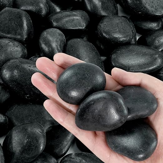 2-3 Inch Large River Rocks for Landscaping, 20lbs Big Black Pebbles, Hand-Picked Premium Stones for Garden, Fish Tank, Flower Pots, Pathways and Backyard