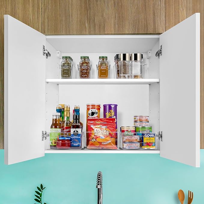 Sorbus 10-Pack Medium Clear Plastic Organizing Bins – Clear Bins for Organizing, Refrigerator Organizers, Fridge Organizer, Pantry Storage, Kitchen Organizer, and Pantry Organizers and Storage Bins