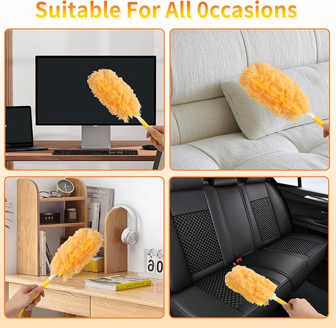 360° Heavy Duty Duster Refills for Swiffer Dusters, Multi-Surface Larger Size Duster with 4X Microfibers, Disposable Duster Refills Kit for Cleaning, Unscented, 36 Pack & 1 Handle