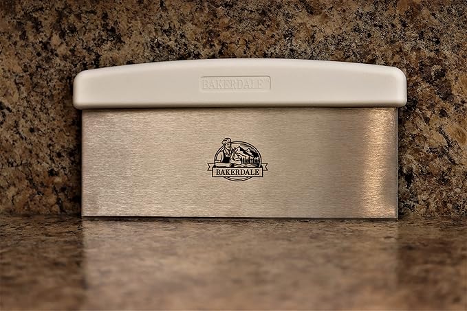 Bakerdale Large Bench, Dough, Cake Scraper, Icing Smoother Spreader, 10-inch Long Stainless Steel Blade, with White Polypropylene Handle