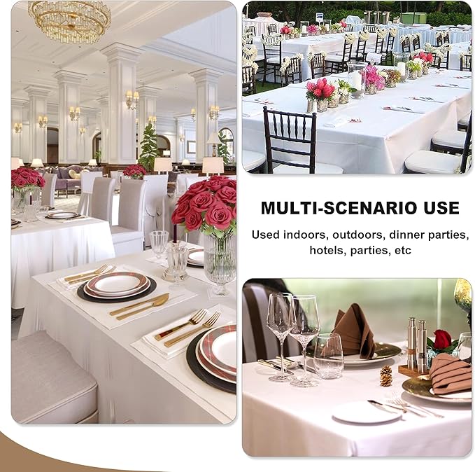 Fitable Ivory Rectangle Tablecloths for 6 Foot Tables, 6 Pack - 70 x 108 Inches - Stain Resistant and Washable Table Clothes, Polyester Fabric Table Covers for Wedding, Party, Banquet, Buffet