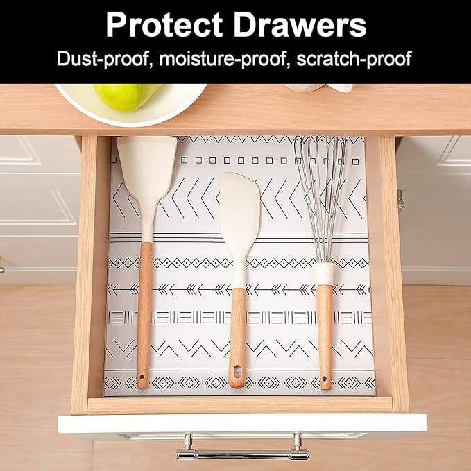 Cooyes Shelf Liners for Kitchen Cabinets Refrigerator Liners Waterproof & Oil-Proof Kitchen Cupboard Liner Drawer Mats EVA Material Non Adhesive Fridge Liner for Shelves