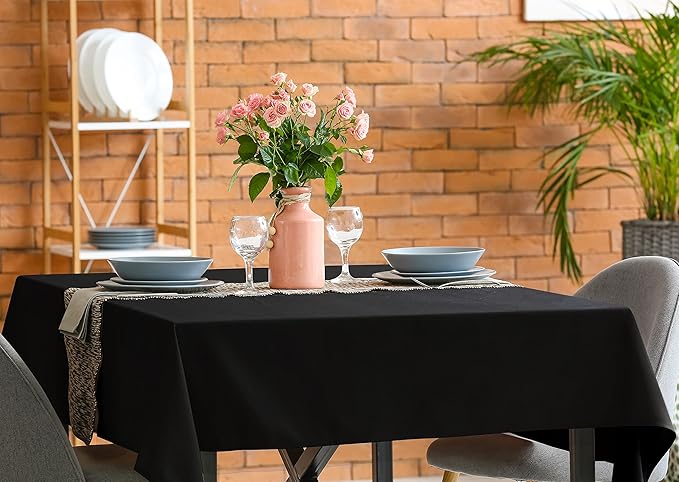 Utopia Kitchen Square Table Cloth 2 Pack(70x70 Inches, Black), Tablecloth Machine Washable, Polyester Table Cover for Dining, Buffet Parties, Picnics, Events, Weddings and Restaurants