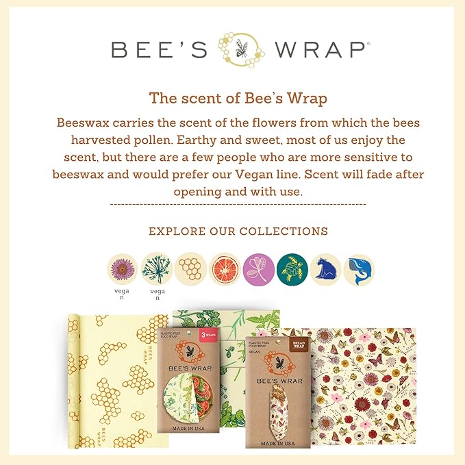 Bee's Wrap Beeswax Wraps for Food - Cut to Size 14x52" Wax Paper Roll - Made in USA Reusable Waxed Paper & Bowl Covers - Organic & Eco-Friendly Alternative to Aluminum Foil, Garden Party