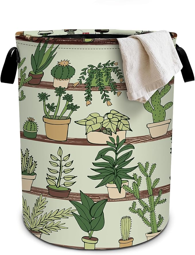 Cactus Laundry Basket Laundry Hamper With Handles Collapsible Laundry Baskets Storage Basket For Room Bathroom Bedroom Decor