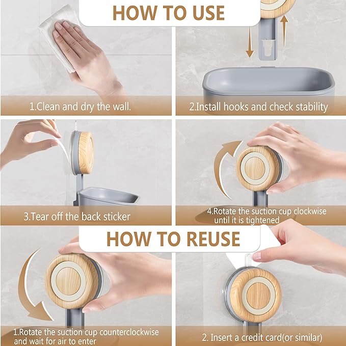 Double Layer Soap Dish for Shower 2 Pack, Wall Mounted Bar Soap Holder Suction Cup 2 Layer Self Draining Soap Case Sponge Holder for Shower Bathroom, Tub and Kitchen Sink, Grey