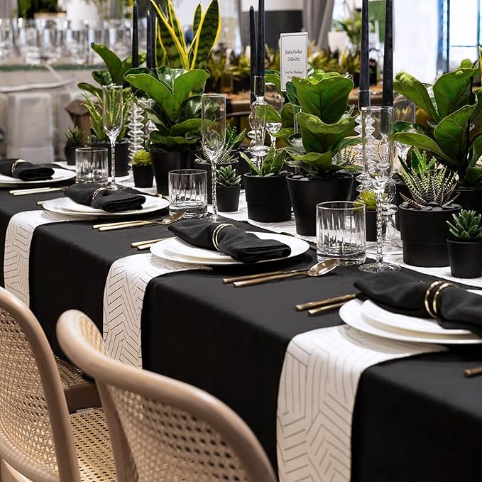 sancua Black Tablecloth for 4 Foot Rectangle Tables - Rectangular 60x84 Inch Washable Polyester Fabric Table Cloth, Reusable Decorative Table Cover for Dining Wedding Party Birthday Banquet Reception
