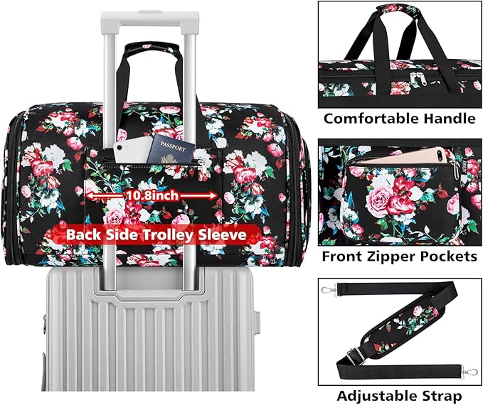 Convertible Garment Duffel Bags for Travel - Carry on Garment Duffle with Toiletry Bag Storage Bag Large Travel Duffel Bag 2 in 1 Hanging Suit Bag Weekender Bag for Men Women 3pcs Set